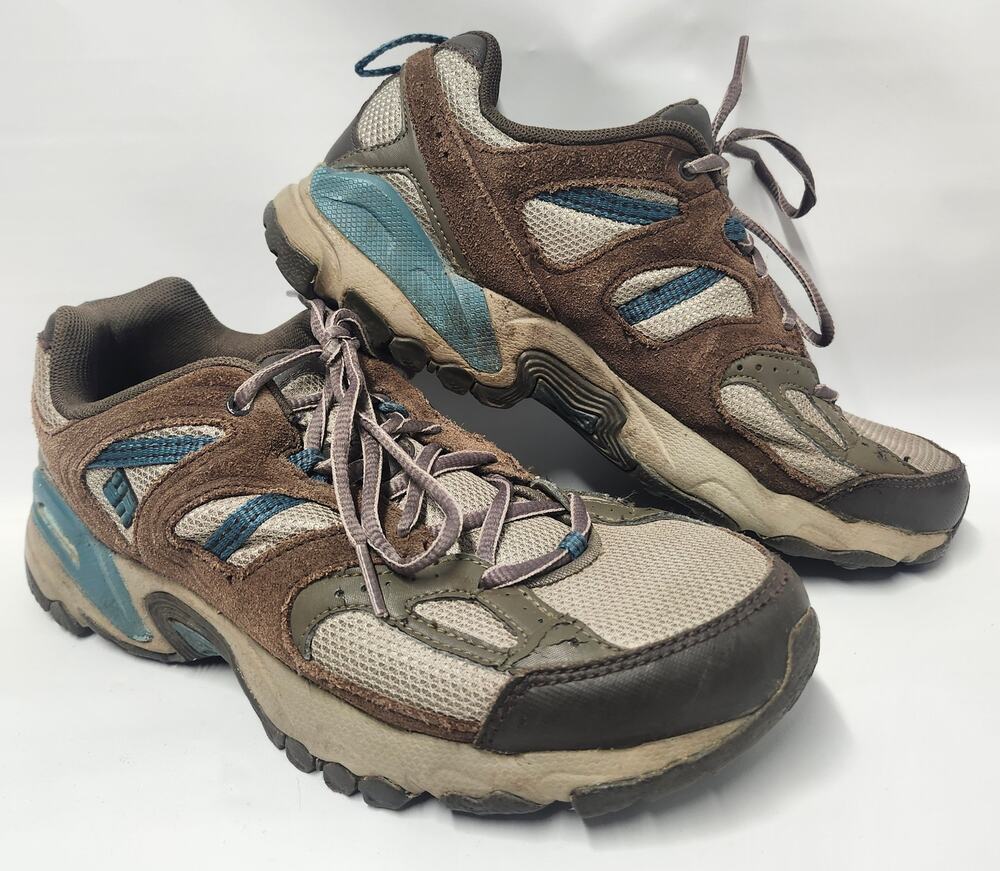 Columbia Women’s Size 9 Brown Blue Suede Mesh Hiking Trail Shoes
